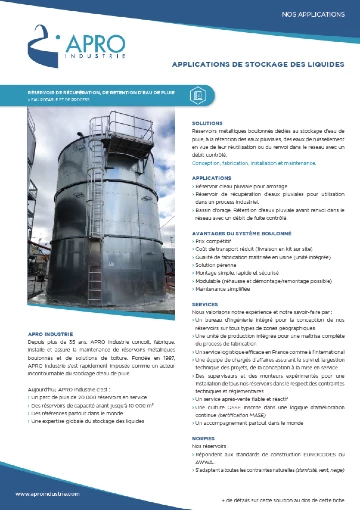 Fiche application- Recupération rétention d'eaux pluviales