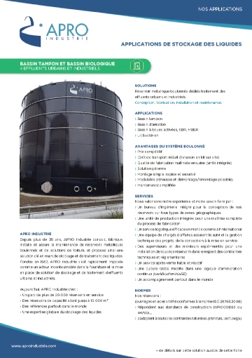 Fiche application- Bassin tampon et bassin biologique