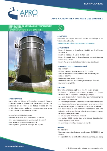 Fiche application- Stockage de lixiviats