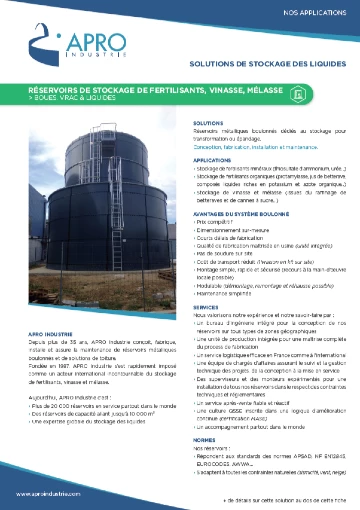Fiche application - Fertilisant, vinasse, mélasse