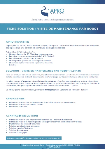 Fiche prestation - visite de maintenance par robot