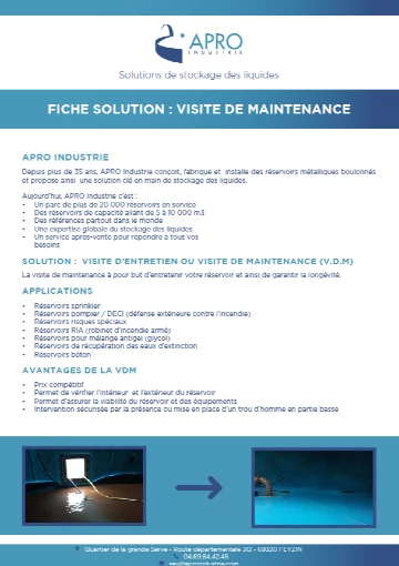 Fiche prestation - visite de maintenance par vidange